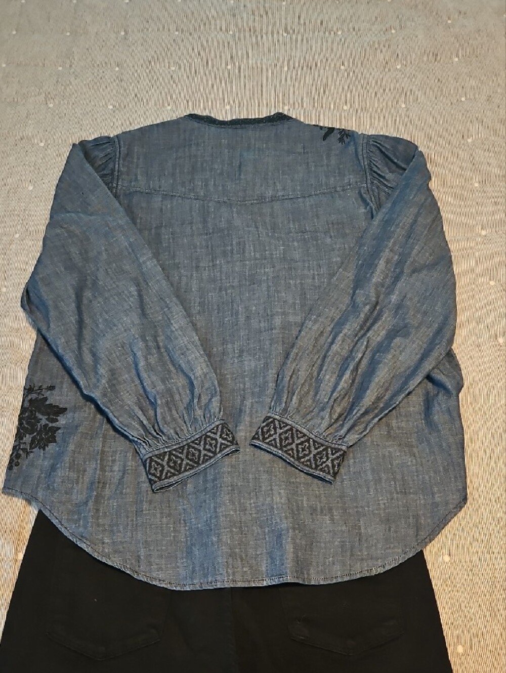 Sundance Blue Chambray Embroidered Button-Down Top - Picture 2 of 3